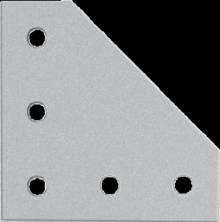 3030 L-shaped connection plate in anodized aluminum with 5 holes