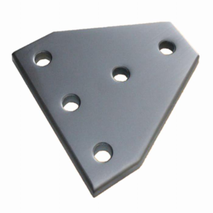 4040 T shaped connection plate in anodized aluminum with 5 holes