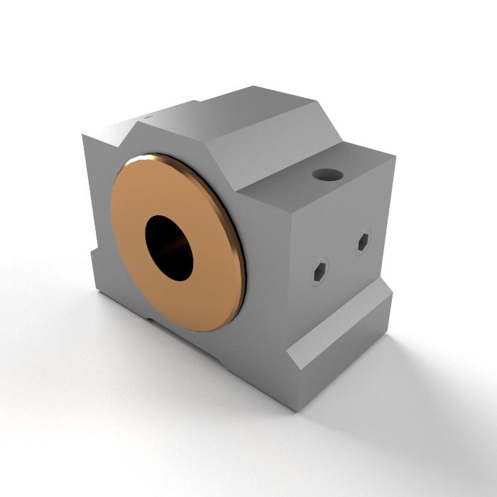 Trapezoidal lead screw nut 16x4 R red bronze with aluminum housing has a 4mm right-hand thread