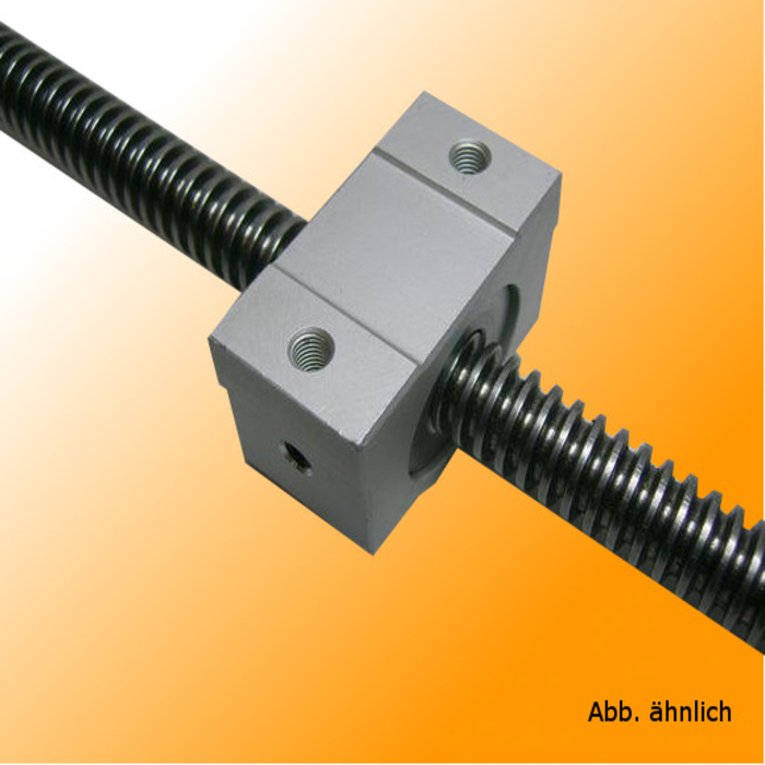 Trapezoidal lead screw nut 16x4 R red bronze with aluminum housing has a 4mm right-hand thread