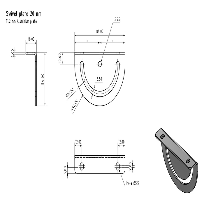 Pivot Angle 84x2 Steel Galvanized Black