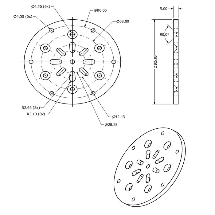 Cojinete de corona giratoria - Placa de aluminio BB-RT-01-60-ES