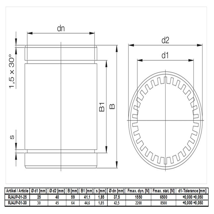 Linear plain bearing Igus RJ4JP-01-30