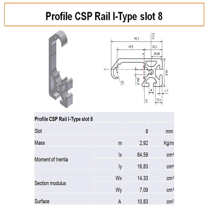 Profile CSP Rail I-Type Slot 8