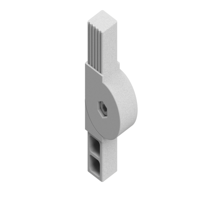 Plug-in connector 2D2 180° made of PA for square tube 25x25x1.5. Length of arms: 41 mm. 2-dimensional 2-way connector with joint 180°