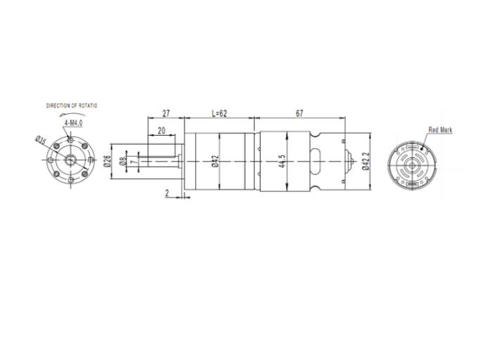 Reductor planetario de 62 mm y motor de corriente continua de imanes